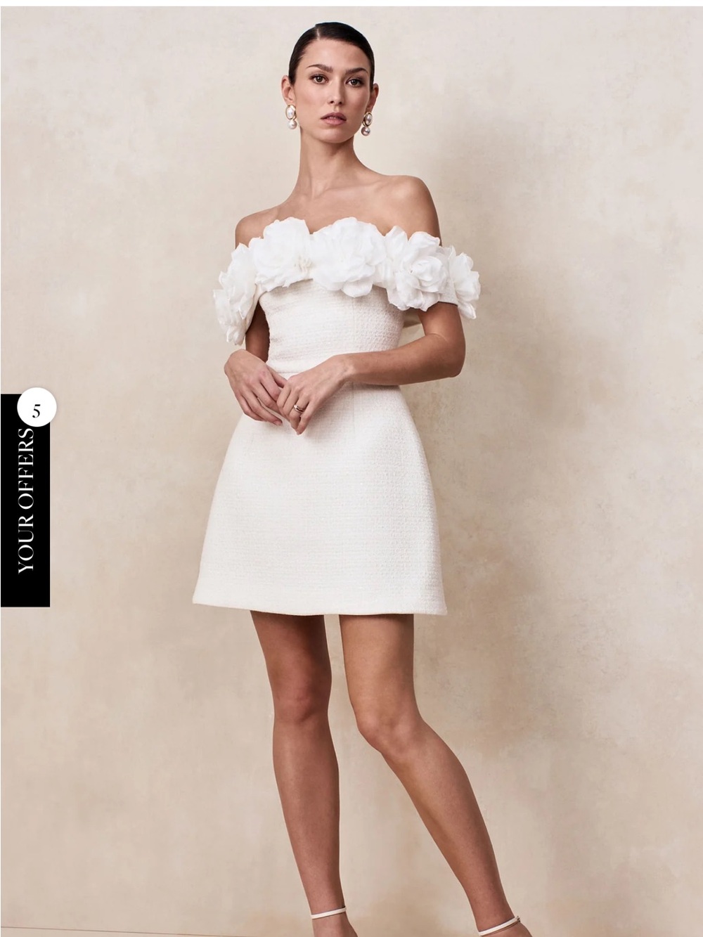 Club L London White Off-Shoulder Floral Mini Dress